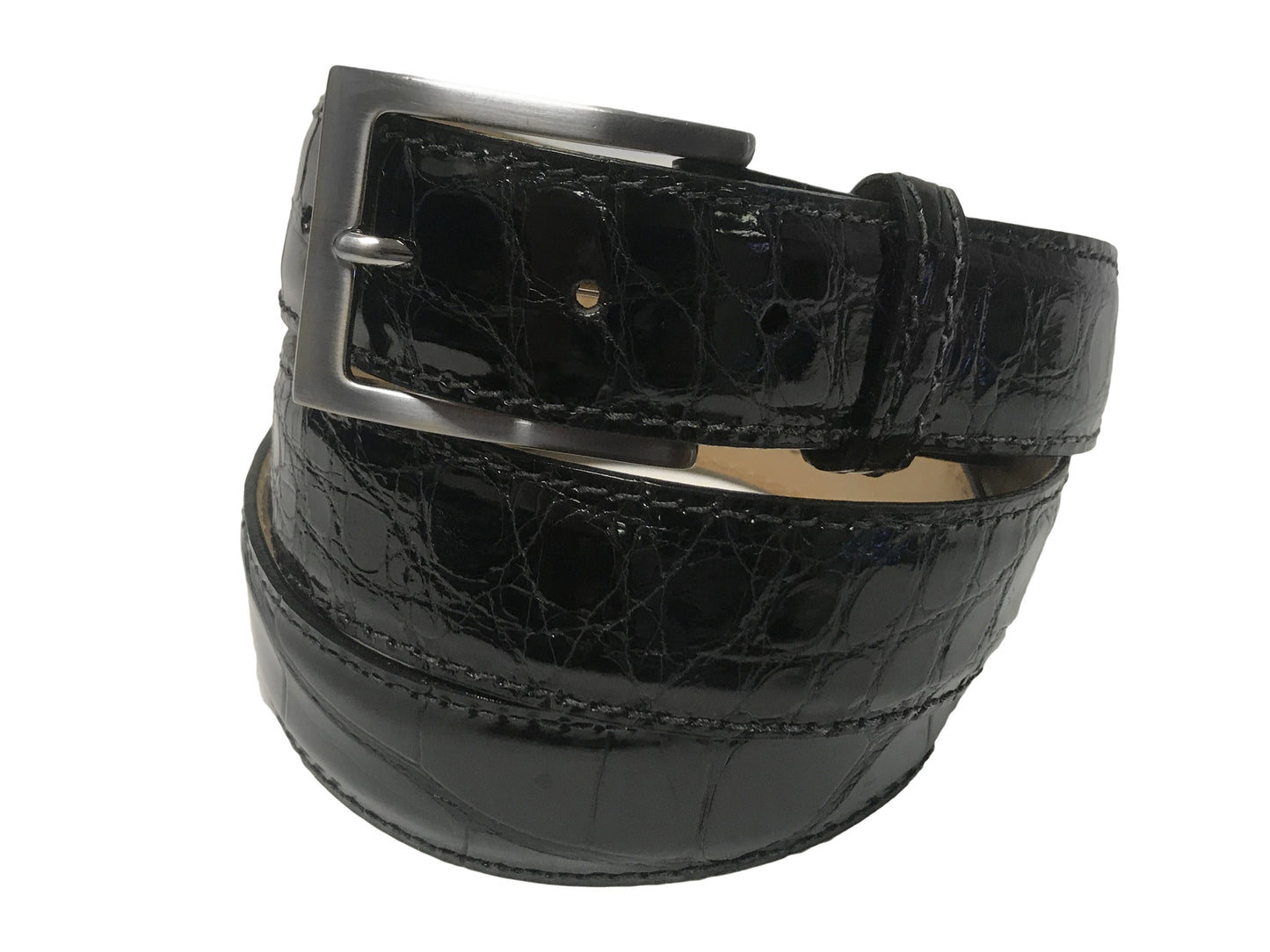 Alligator Skin Glossy Belt Black - The Golf Guys Online