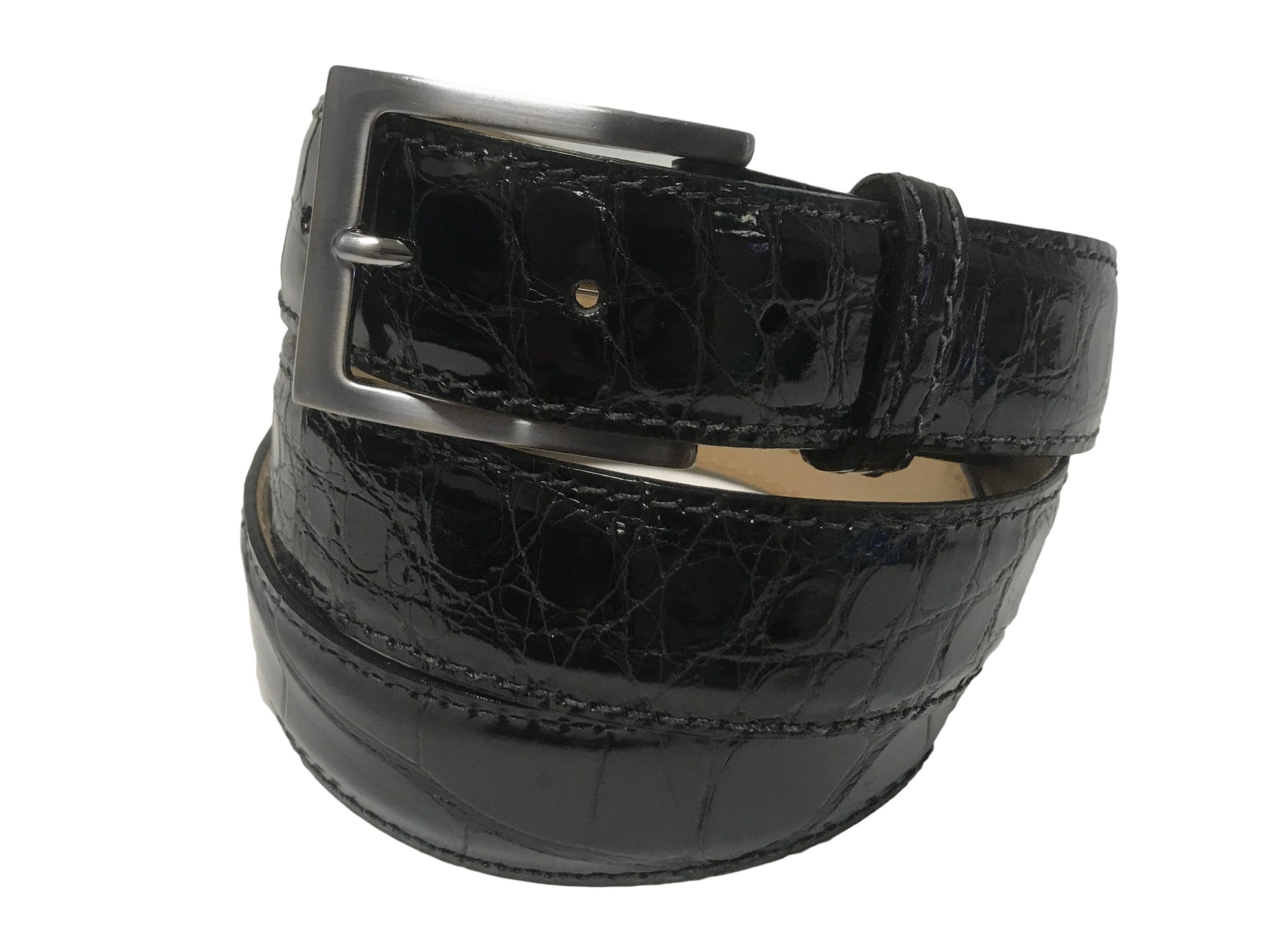 Alligator Skin Glossy Belt Black - The Golf Guys Online