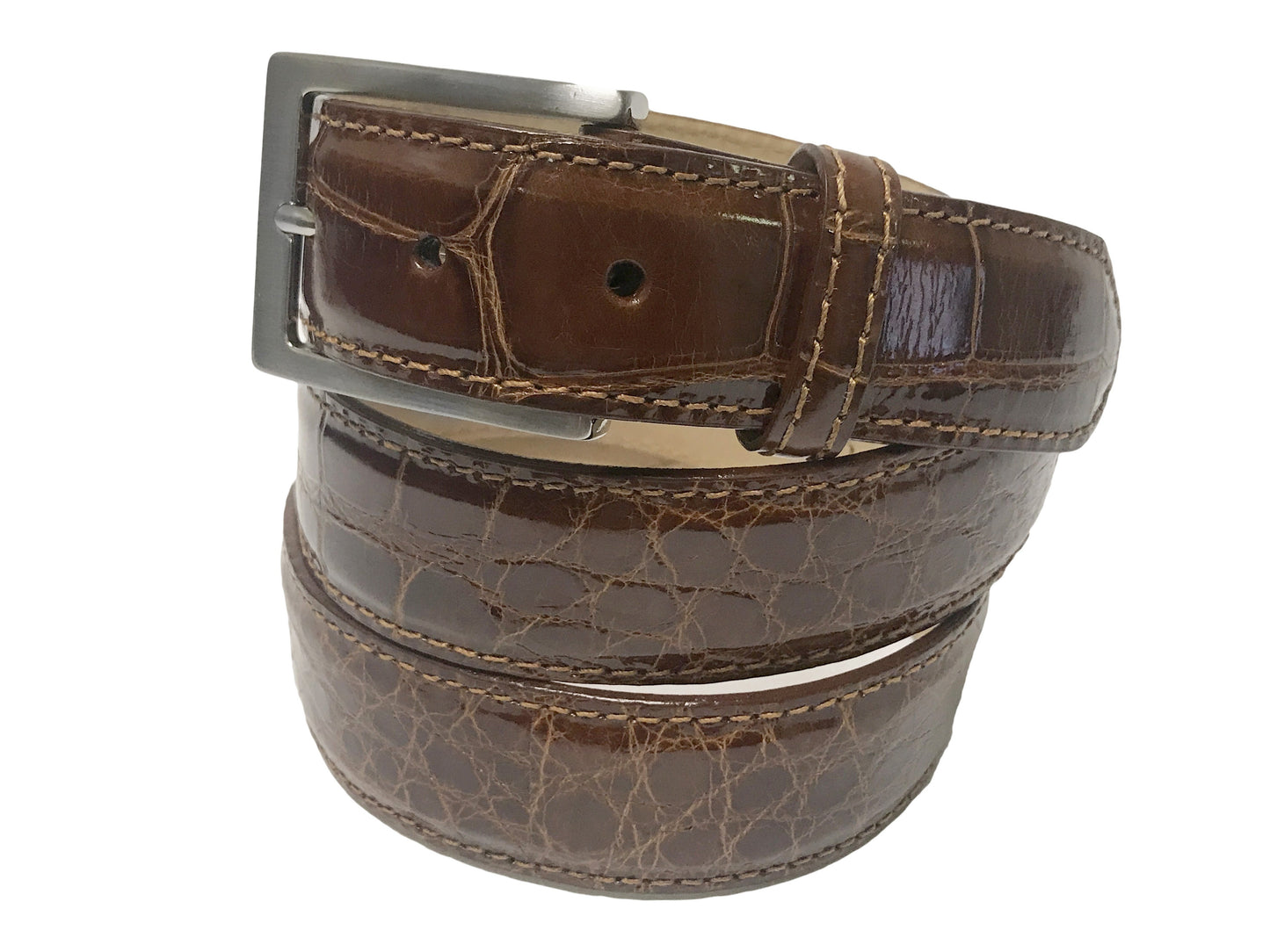 Alligator Skin Glossy Belt Cognac - The Golf Guys Online