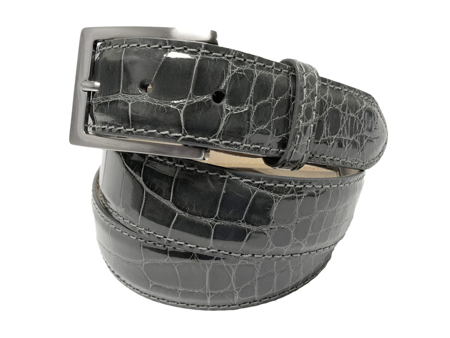 Alligator Skin Glossy Belt Dark Gray - The Golf Guys Online