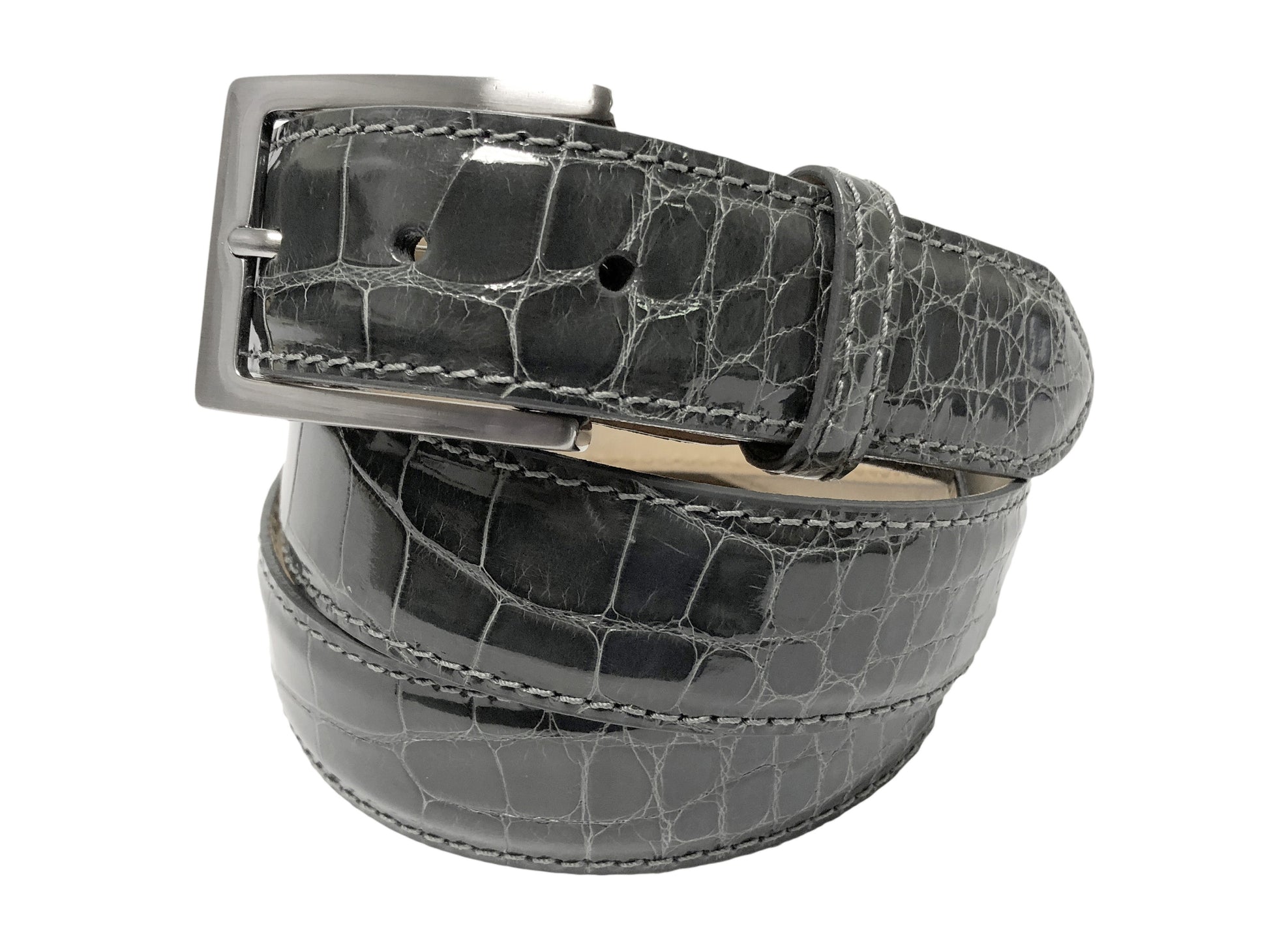 Alligator Skin Glossy Belt Dark Gray - The Golf Guys Online