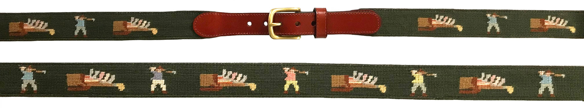 Charleston Belt Golf Forever Leather Needlepoint Belt - The Golf Guys Online