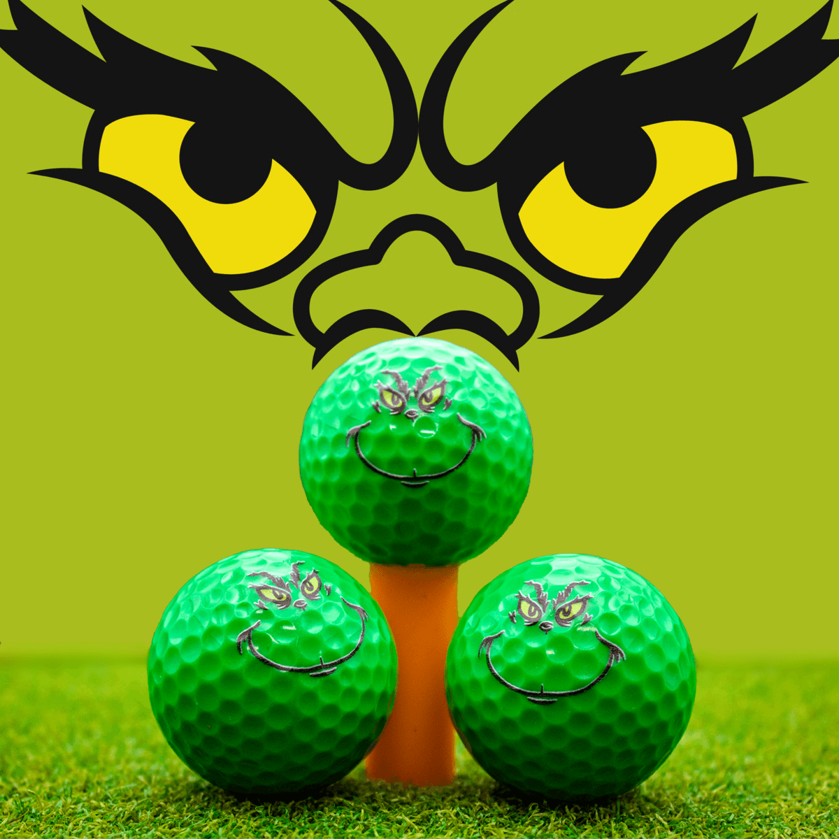 New Novelty Grinch Face Golf Balls
