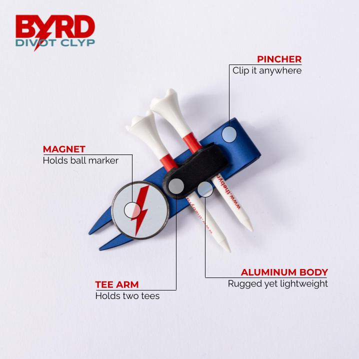 THE BYRD GOLF DIVOT CLYP - Red Finch - The Golf Guys Online