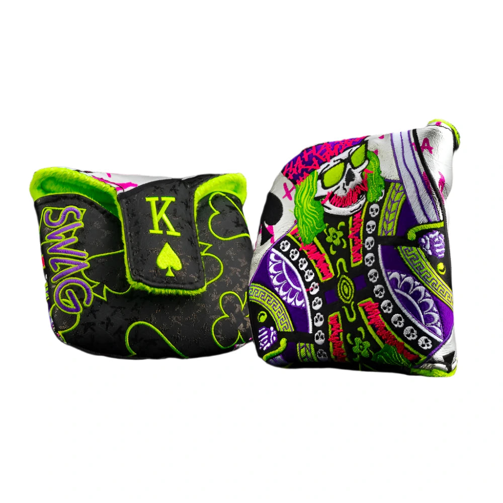 Swag Golf - Defaced Skeleton King Green/Purple/Silver Mallet Putter Headcover - The Golf Guys Online