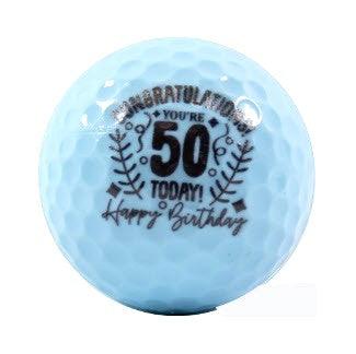 New Novelty Happy 50th Birthday Blue Mix of Golf Balls
