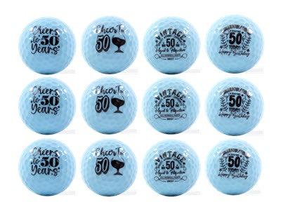 New Novelty Happy 50th Birthday Blue Mix of Golf Balls