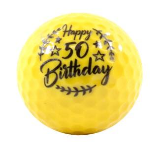 New Novelty Happy 50th Birthday Yellow Mix of Golf Balls