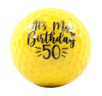 New Novelty Happy 50th Birthday Yellow Mix of Golf Balls