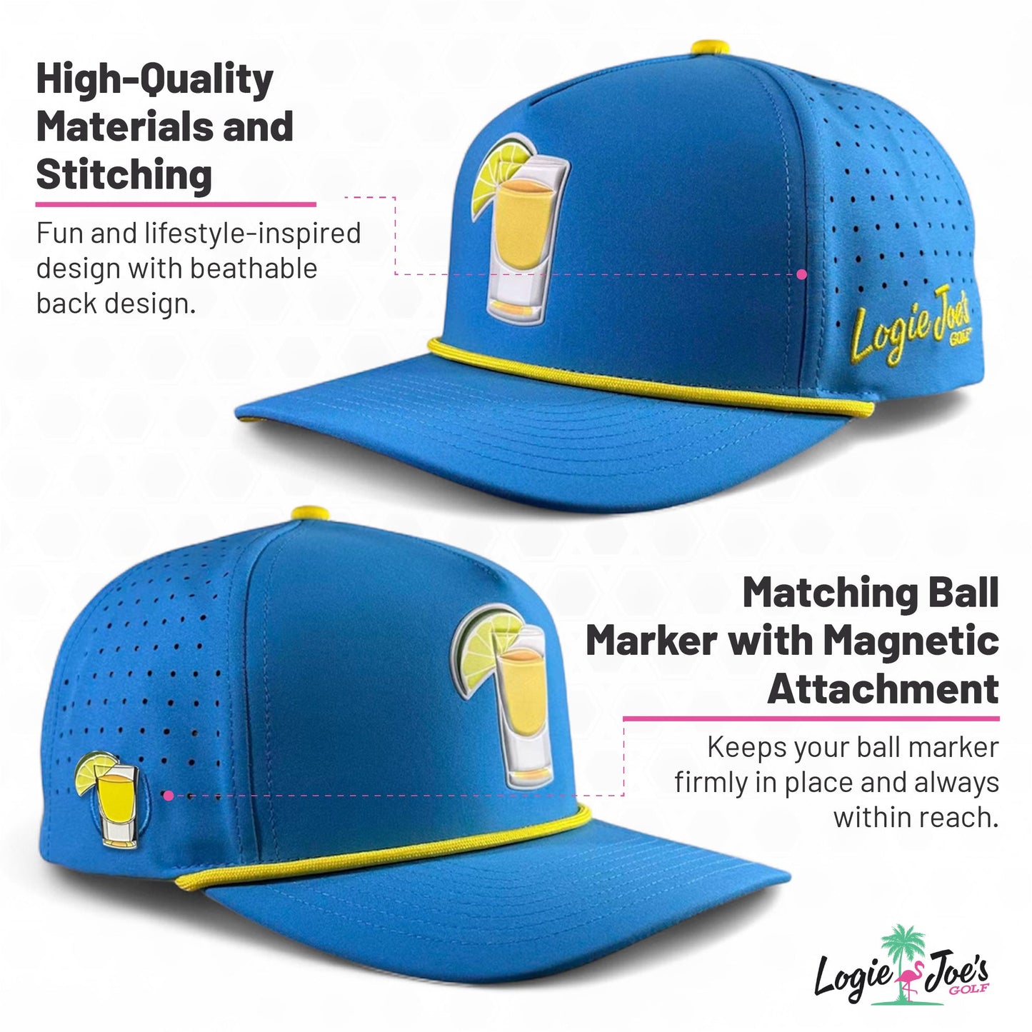 UFO Golf Hat | Snapback Cap | Built-in Magnetic Ball Marker Holder + Marker Included | Adjustable | Alien Gray