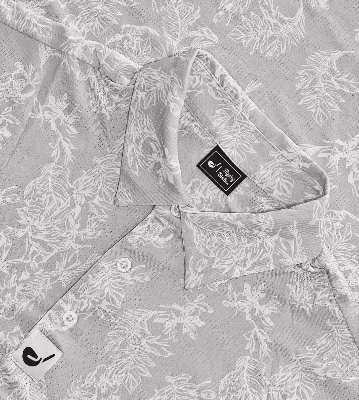 Flipping Birdies - Smoked Floral Golf Polo - The Golf Guys Online