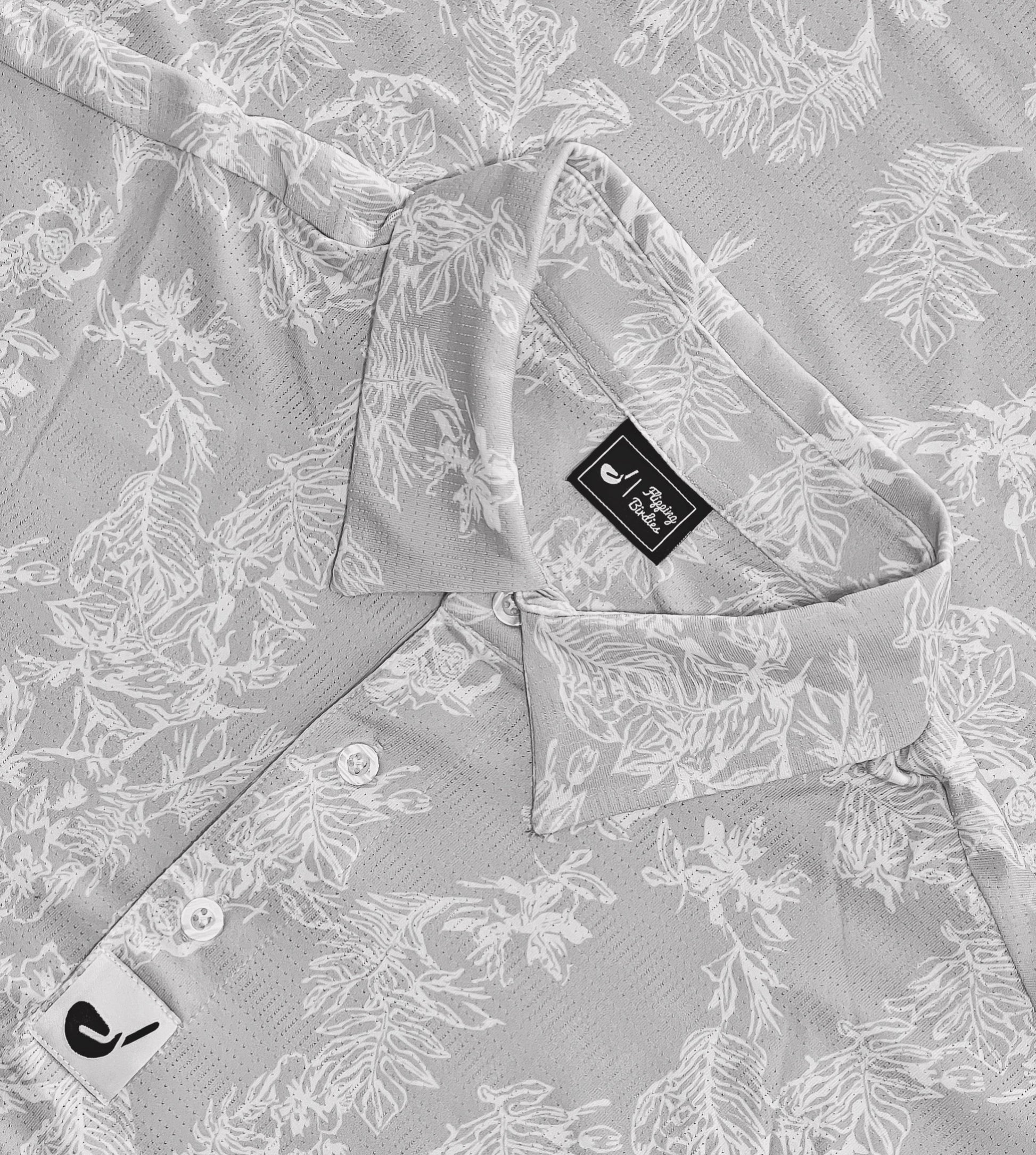 Flipping Birdies - Smoked Floral Golf Polo - The Golf Guys Online
