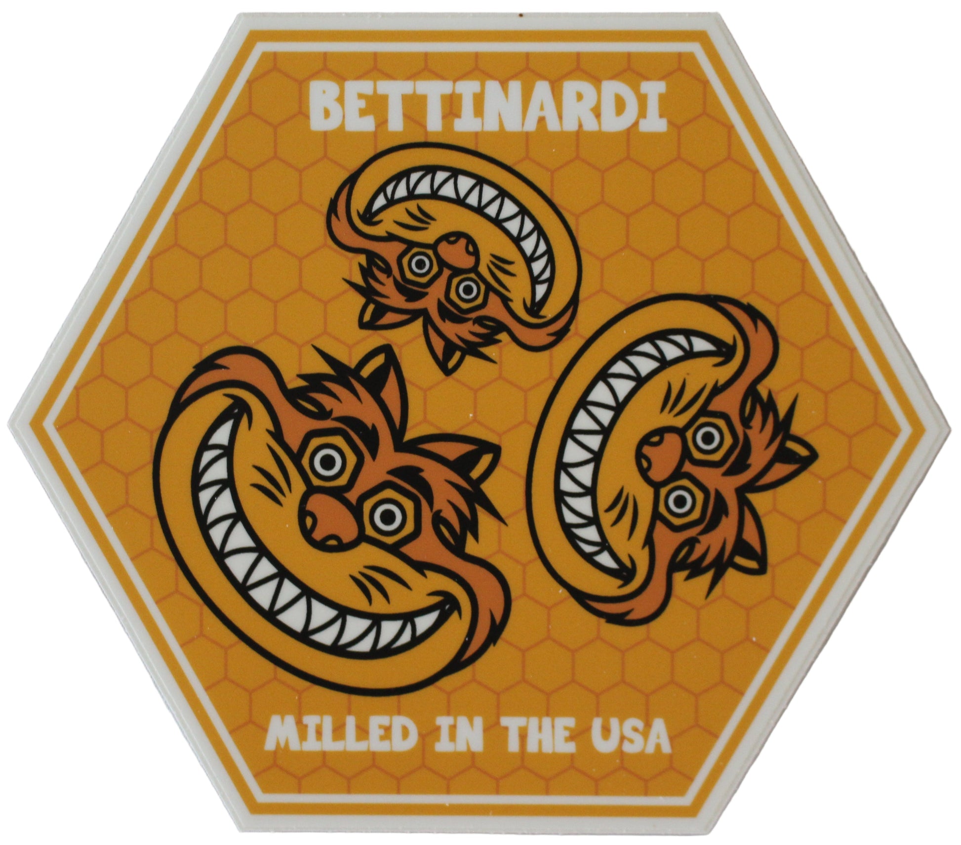 Limited Bettinardi Hive Fat Cat Haxagon Sticker White/Orange 5.0" Diameter