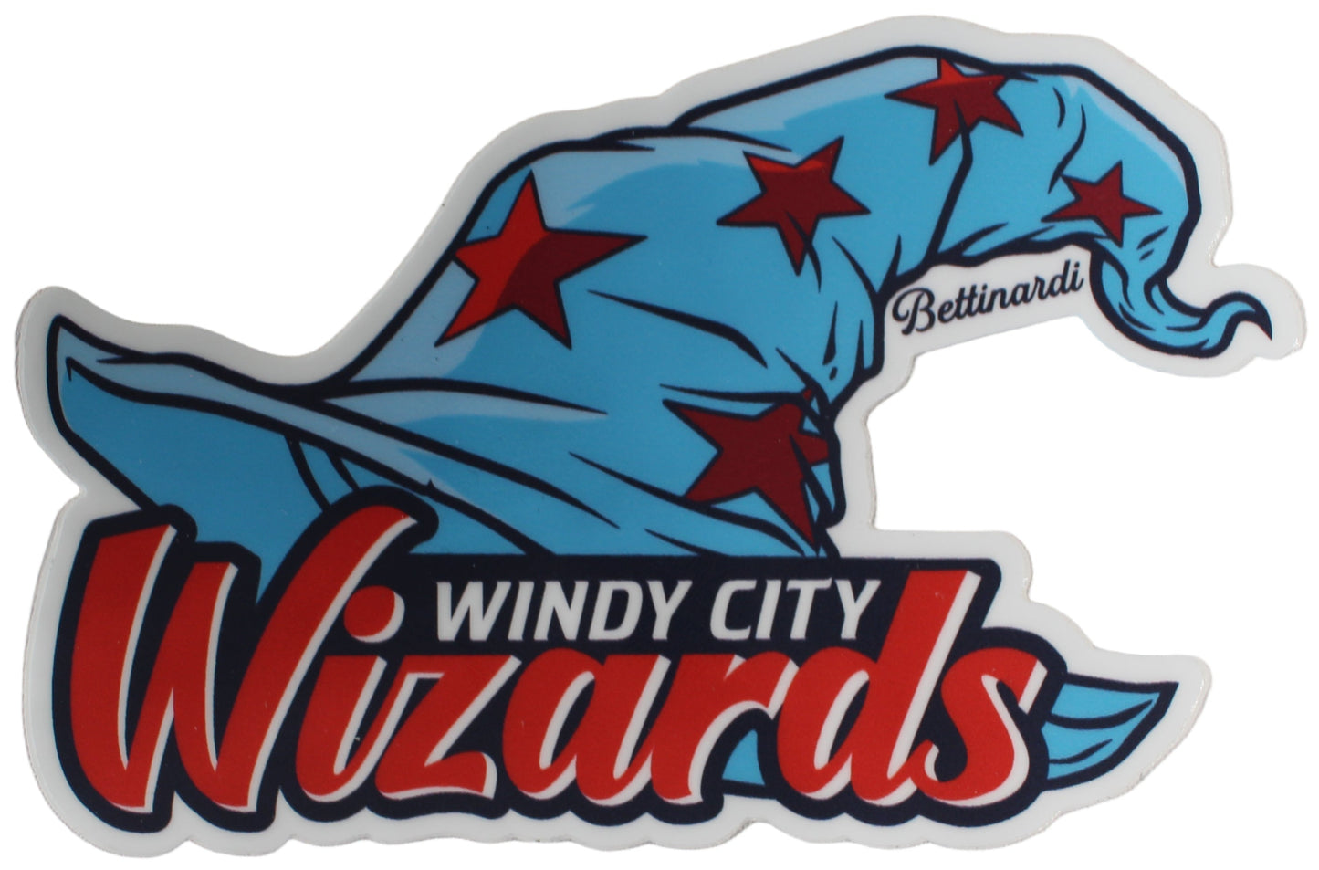 Limited Bettinardi Windy City Wizard Hat Red/Blue Sticker 4.0" x 2.5" Diameter
