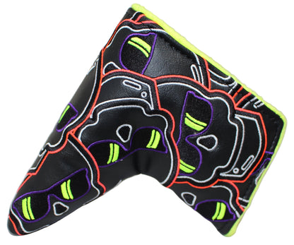 Limited Swag Golf - Stacked Skull Golf Eclipse Black & Yellow Multicolor Blade Putter Headcover