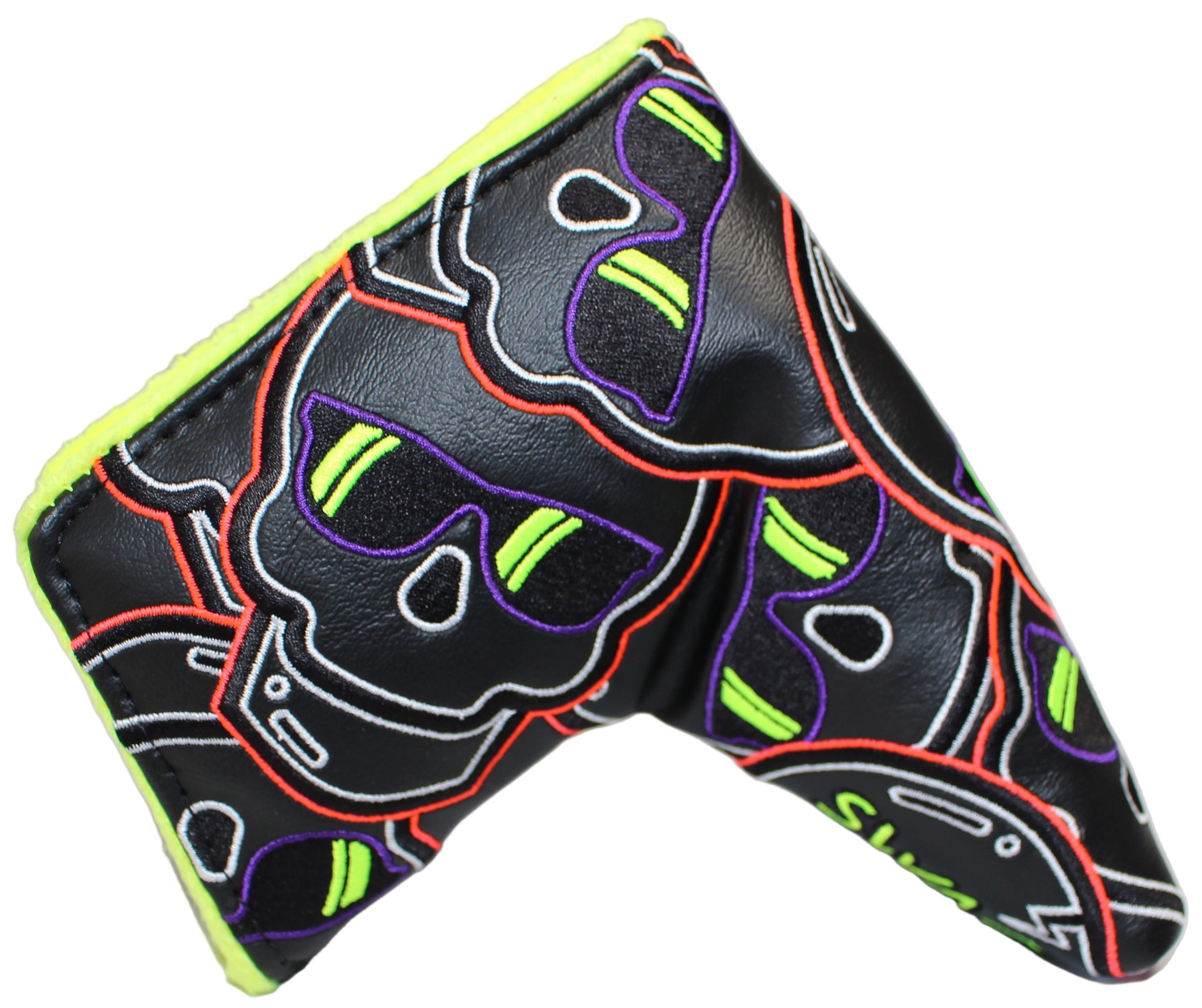 Limited Swag Golf - Stacked Skull Golf Eclipse Black & Yellow Multicolor Blade Putter Headcover
