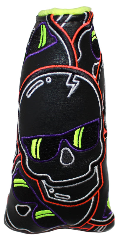 Limited Swag Golf - Stacked Skull Golf Eclipse Black & Yellow Multicolor Blade Putter Headcover