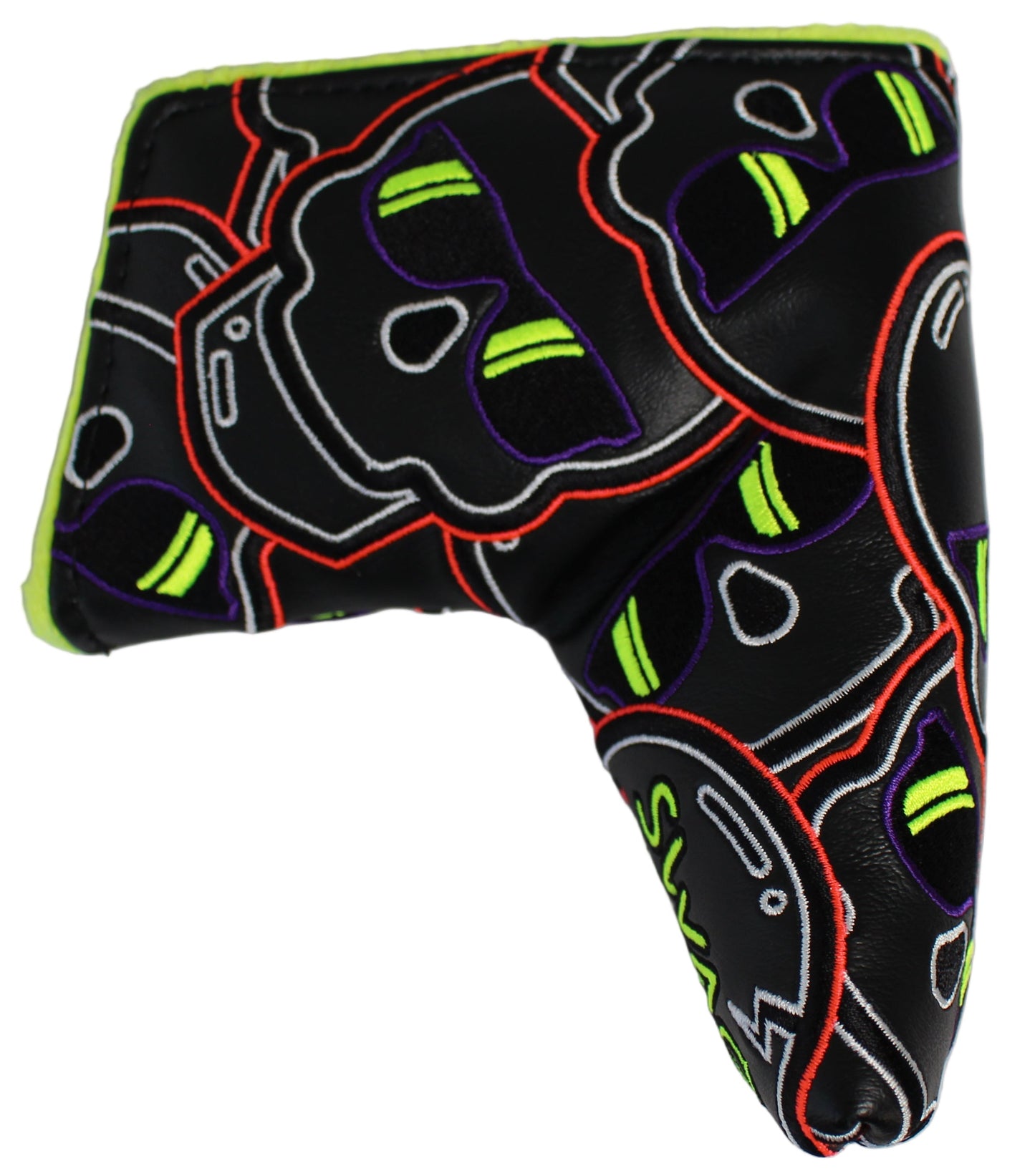 Limited Swag Golf - Stacked Skull Golf Eclipse Black & Yellow Multicolor Blade Putter Headcover