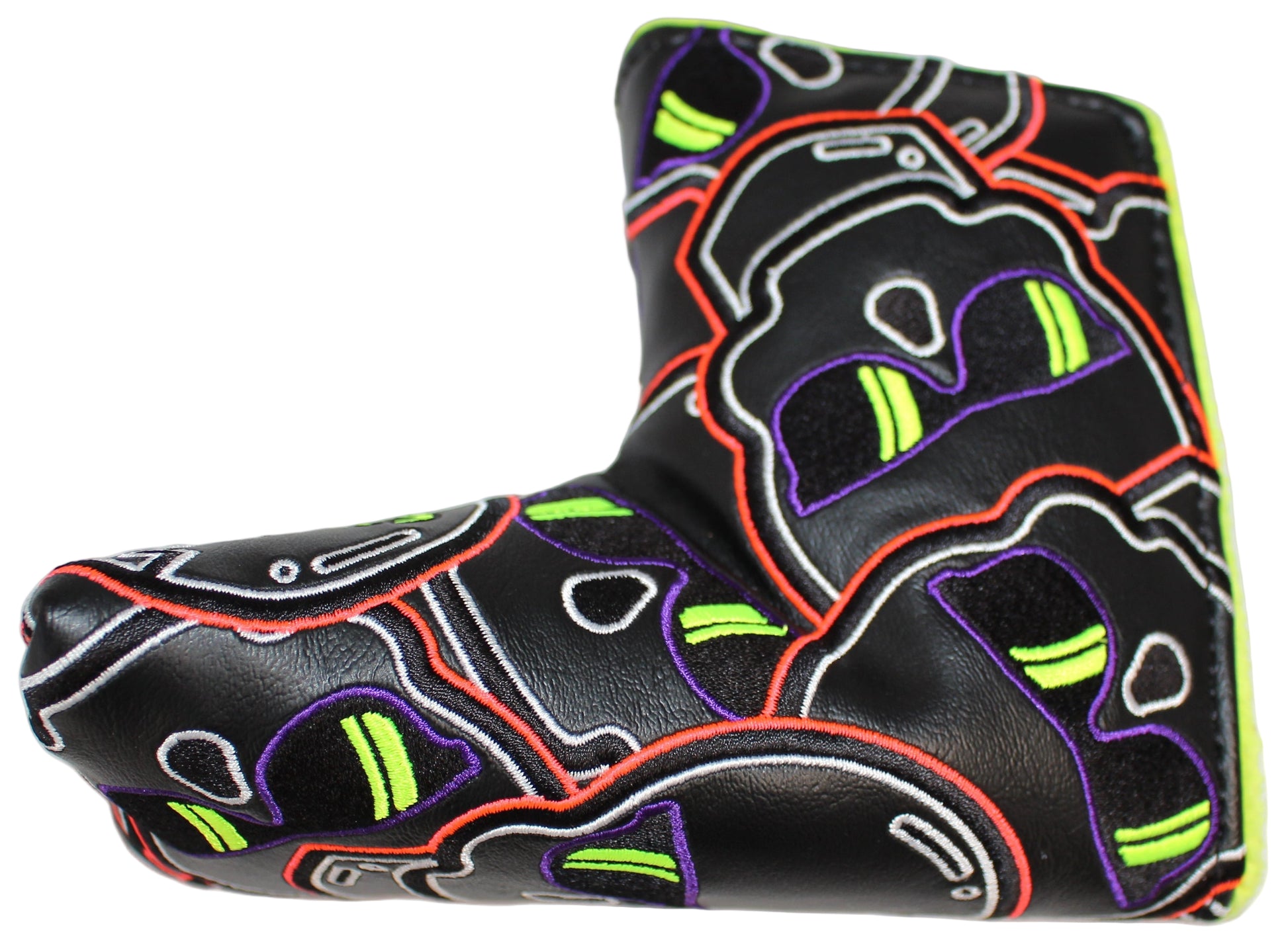 Limited Swag Golf - Stacked Skull Golf Eclipse Black & Yellow Multicolor Blade Putter Headcover
