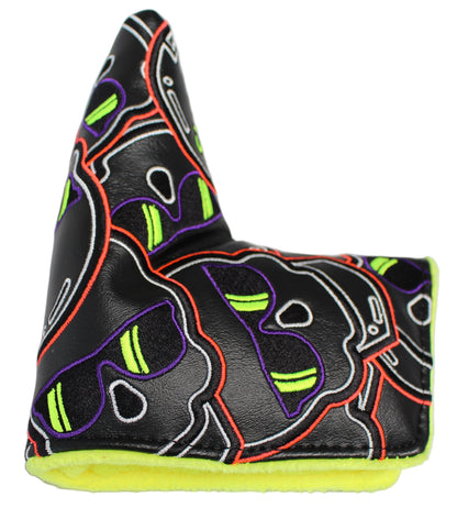 Limited Swag Golf - Stacked Skull Golf Eclipse Black & Yellow Multicolor Blade Putter Headcover