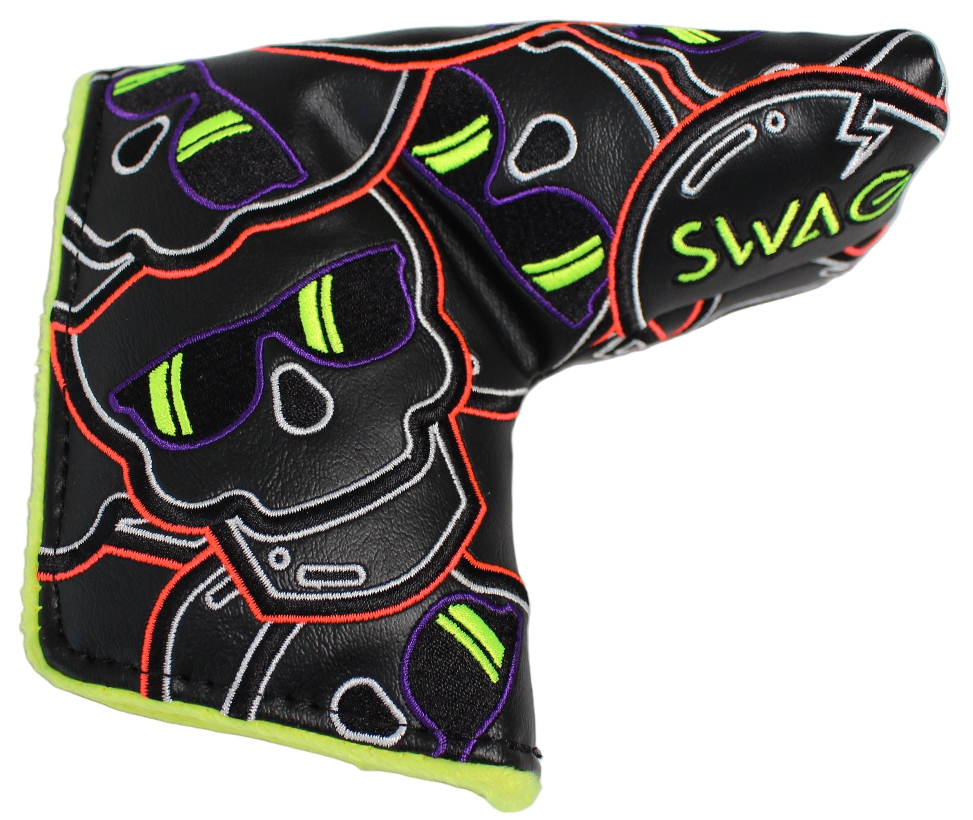 Limited Swag Golf - Stacked Skull Golf Eclipse Black & Yellow Multicolor Blade Putter Headcover