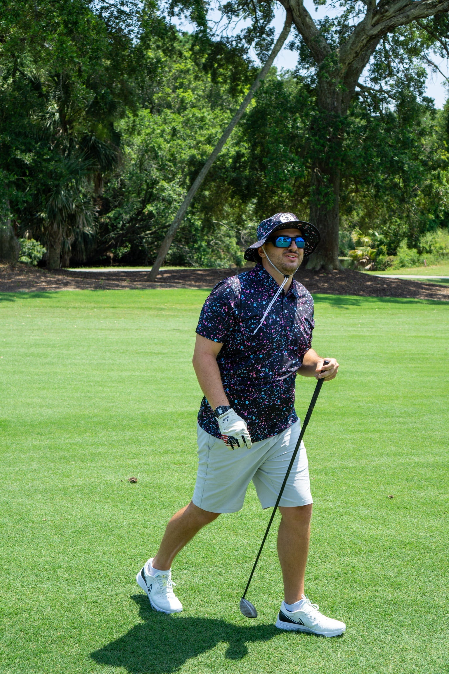 Paint Splatter Polo Black - The Golf Guys Online