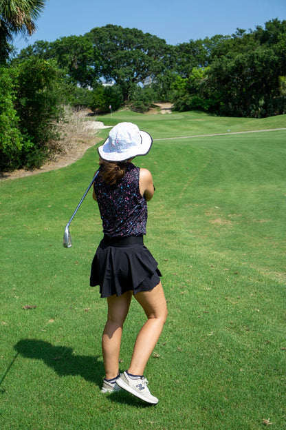 Womens Black Paint Splatter Polo - The Golf Guys Online