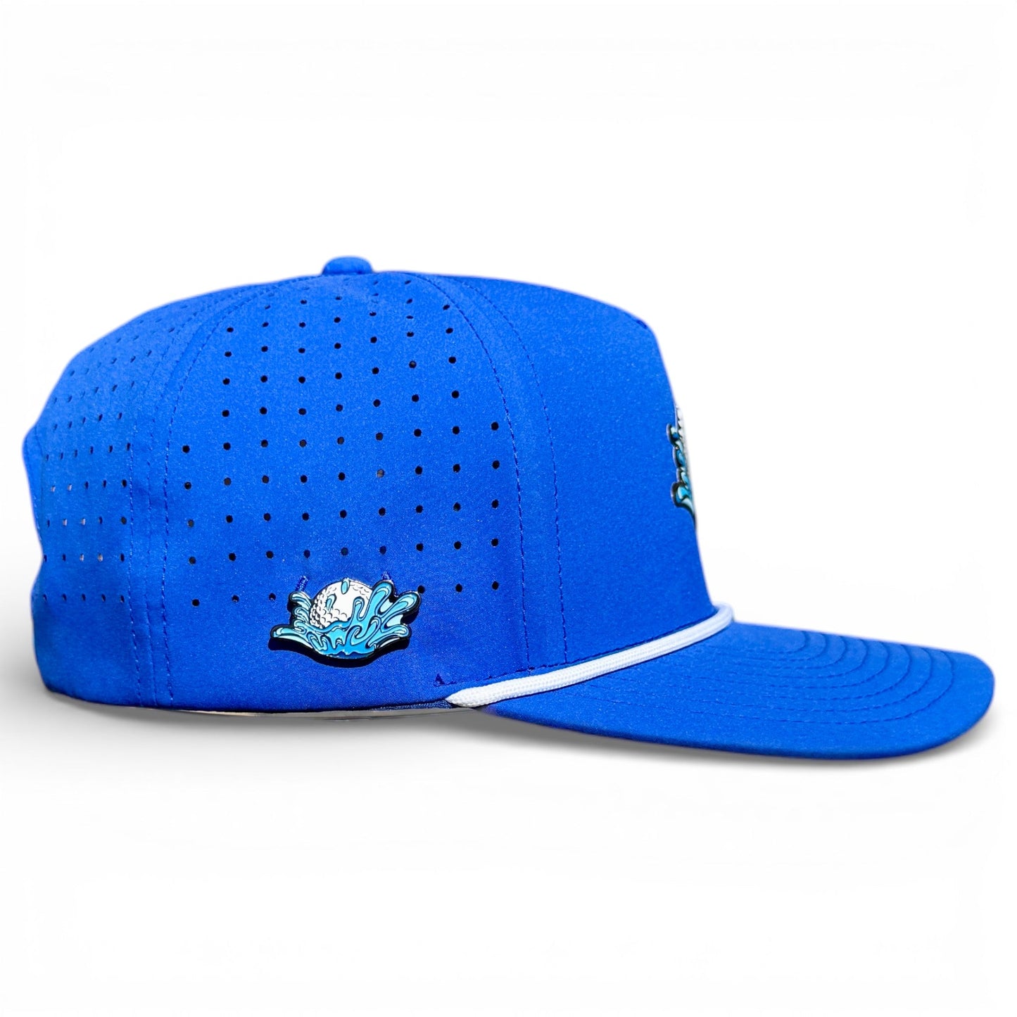 Water Ball Golf Hat | Snapback Cap | Built-in Magnetic Ball Marker Holder + Marker Included | Adjustable Blue