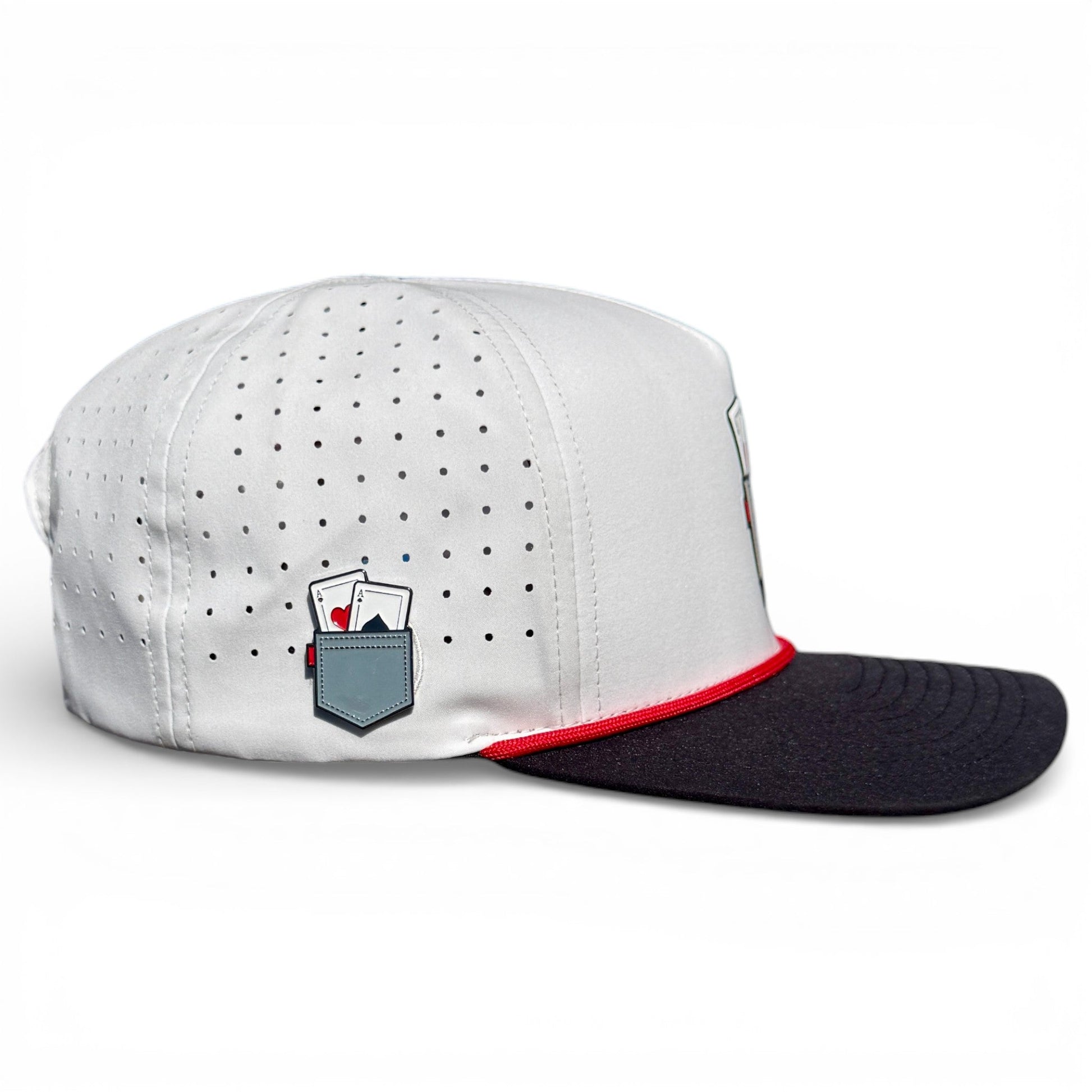 Pocket Aces Golf Hat | Snapback Cap | Built-in Magnetic Ball Marker Holder + Marker Included | Adjustable Gray & Black