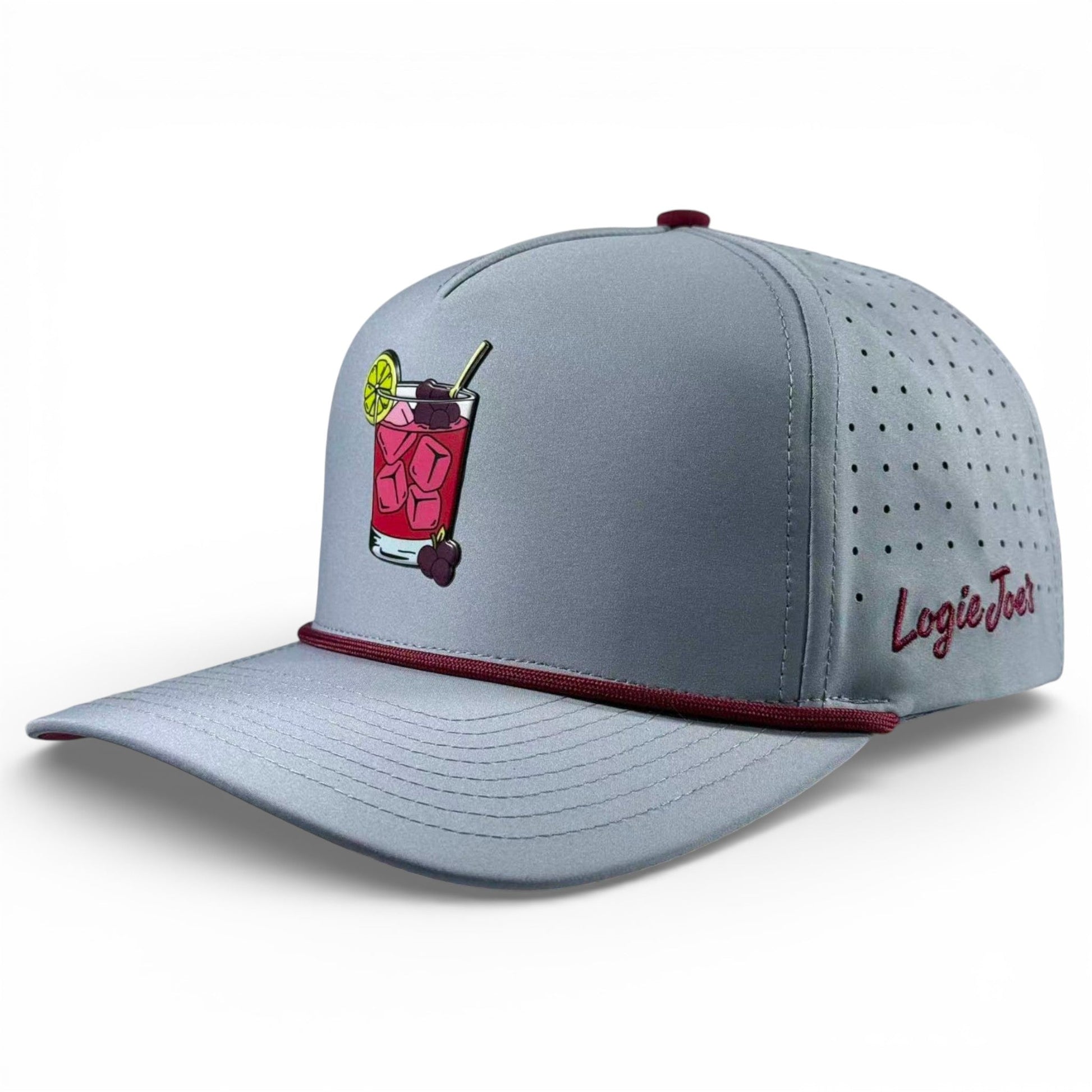 Transfusion Golf Hat | Snapback Cap | Built-in Magnetic Ball Marker Holder + Marker Included | Adjustable Light Gray