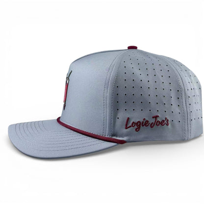 Transfusion Golf Hat | Snapback Cap | Built-in Magnetic Ball Marker Holder + Marker Included | Adjustable Light Gray