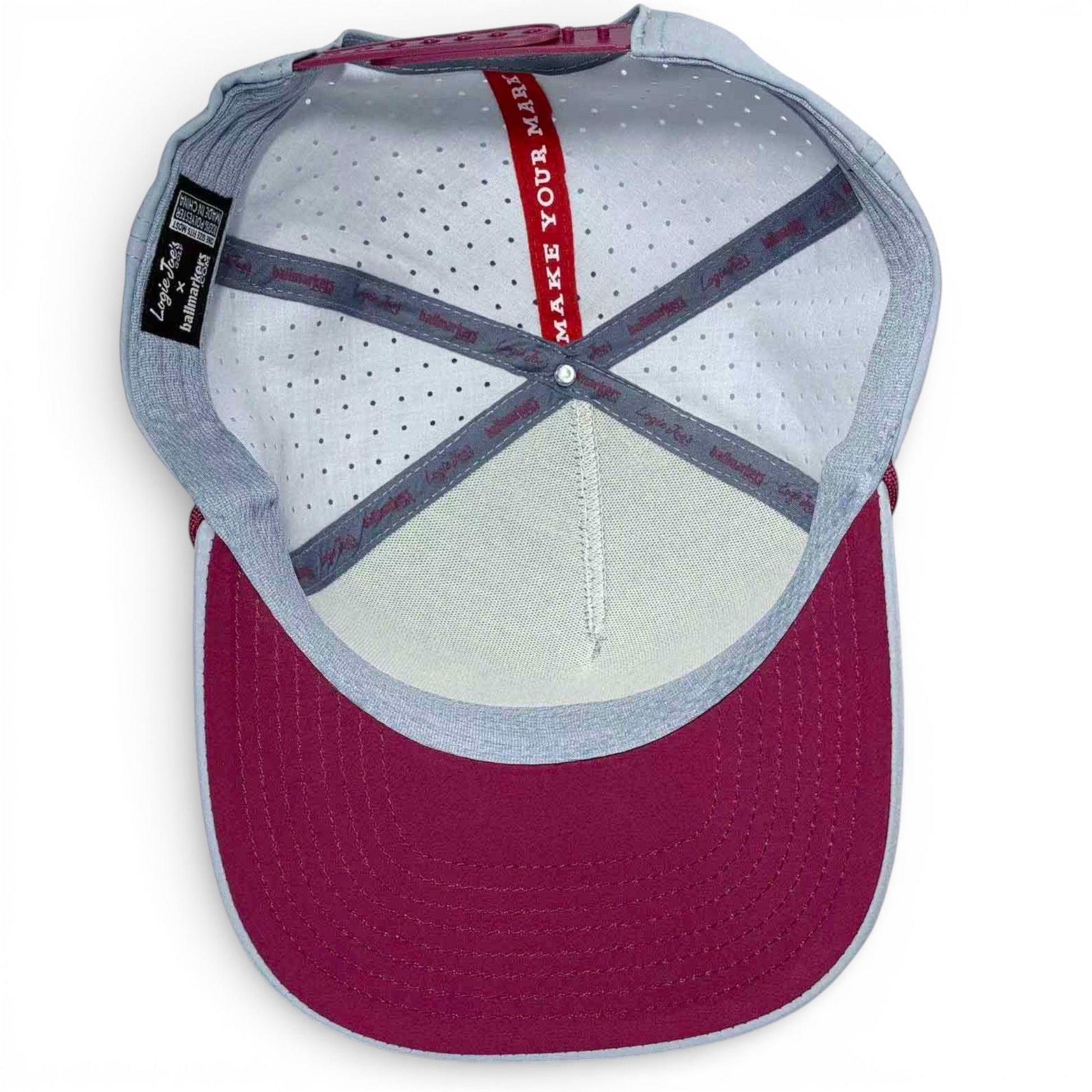 Transfusion Golf Hat | Snapback Cap | Built-in Magnetic Ball Marker Holder + Marker Included | Adjustable Light Gray