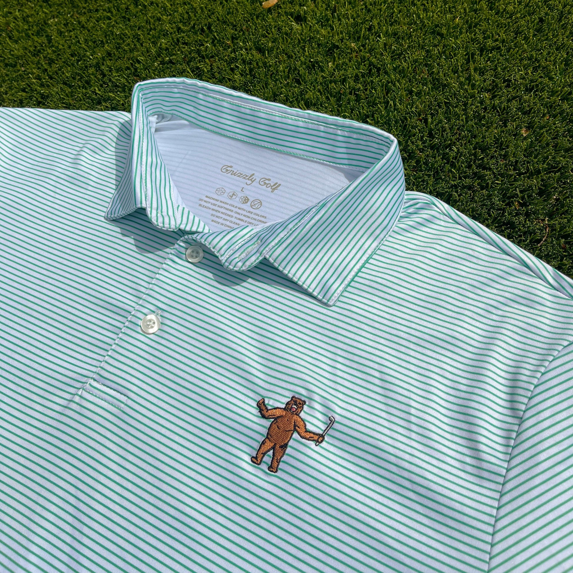Polo - Green Striped It - The Golf Guys Online