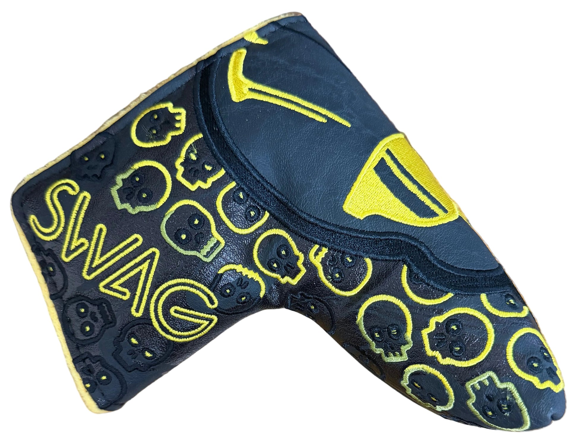 Limited Swag Golf - Black/Yellow Melting Skull Blade Putter Headcover *opened, no bag*