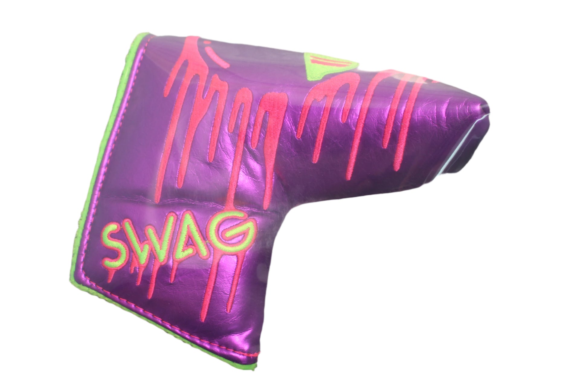 Swag Golf - Melting Skull Shiny Purple & Green Blade Putter Headcover - The Golf Guys Online