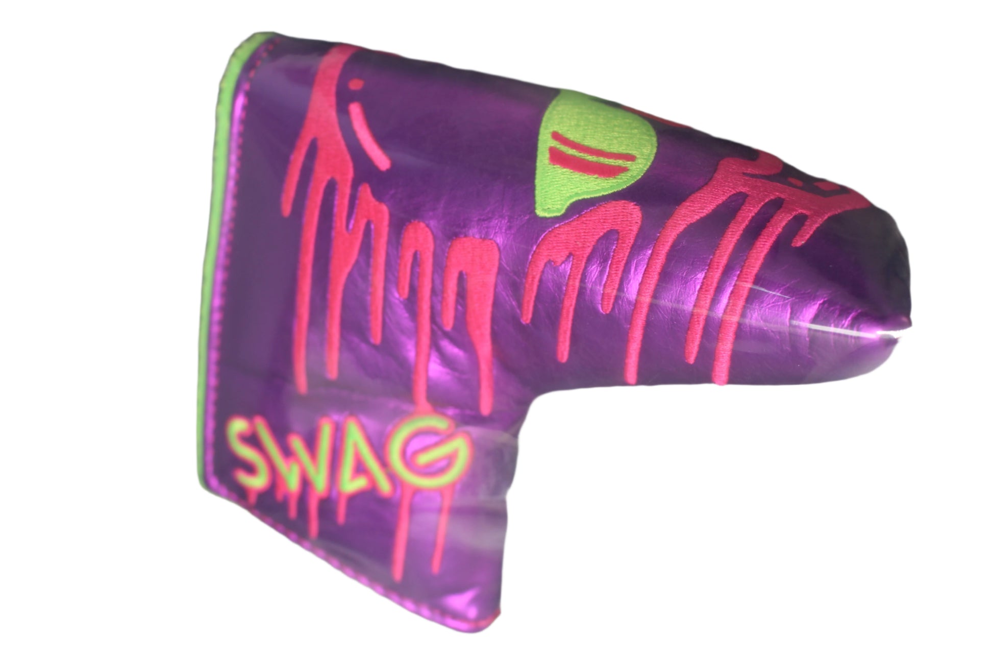 Swag Golf - Melting Skull Shiny Purple & Green Blade Putter Headcover - The Golf Guys Online