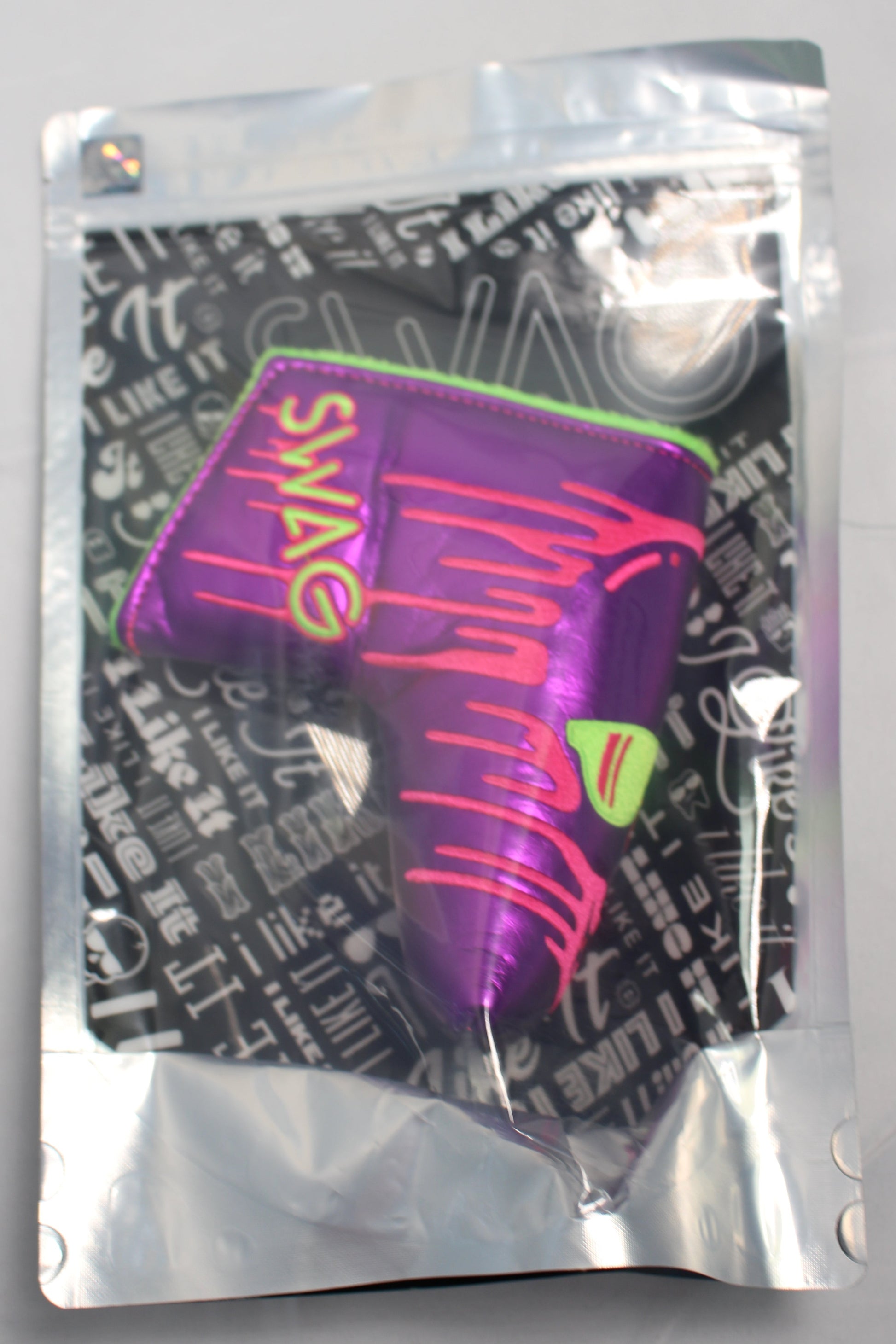 Swag Golf - Melting Skull Shiny Purple & Green Blade Putter Headcover - The Golf Guys Online