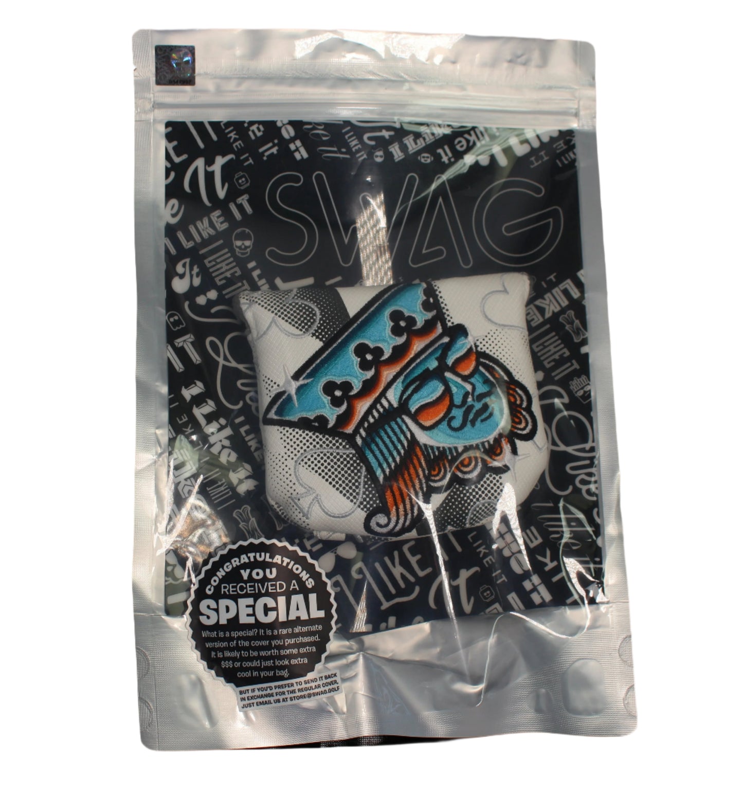 Swag Golf - Glasses Swag King (SPECIAL EDITION) Black/White/Blue/Orange Mallet Putter Headcover - The Golf Guys Online