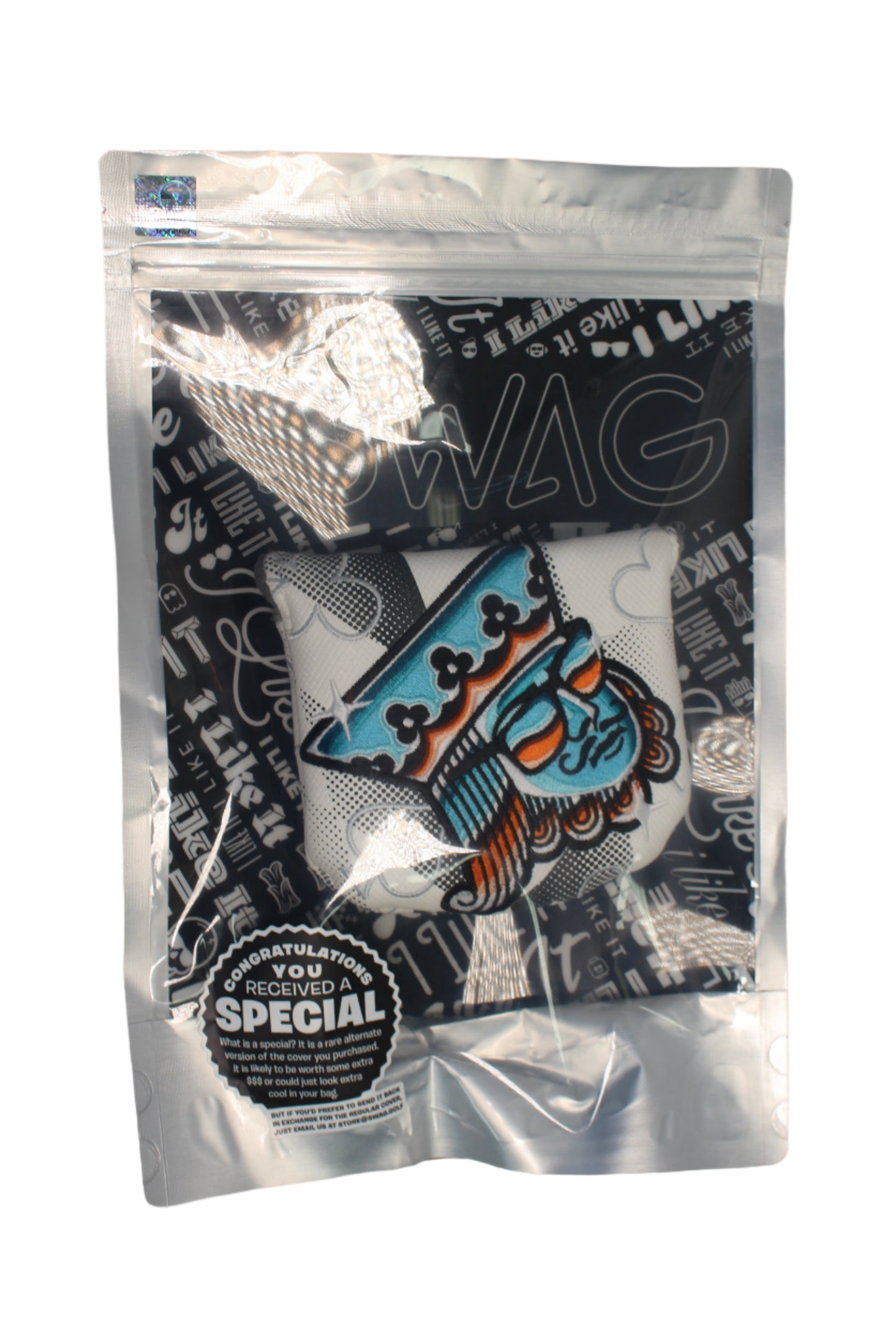 Swag Golf - Glasses Swag King (SPECIAL EDITION) Black/White/Blue/Orange Mallet Putter Headcover - The Golf Guys Online