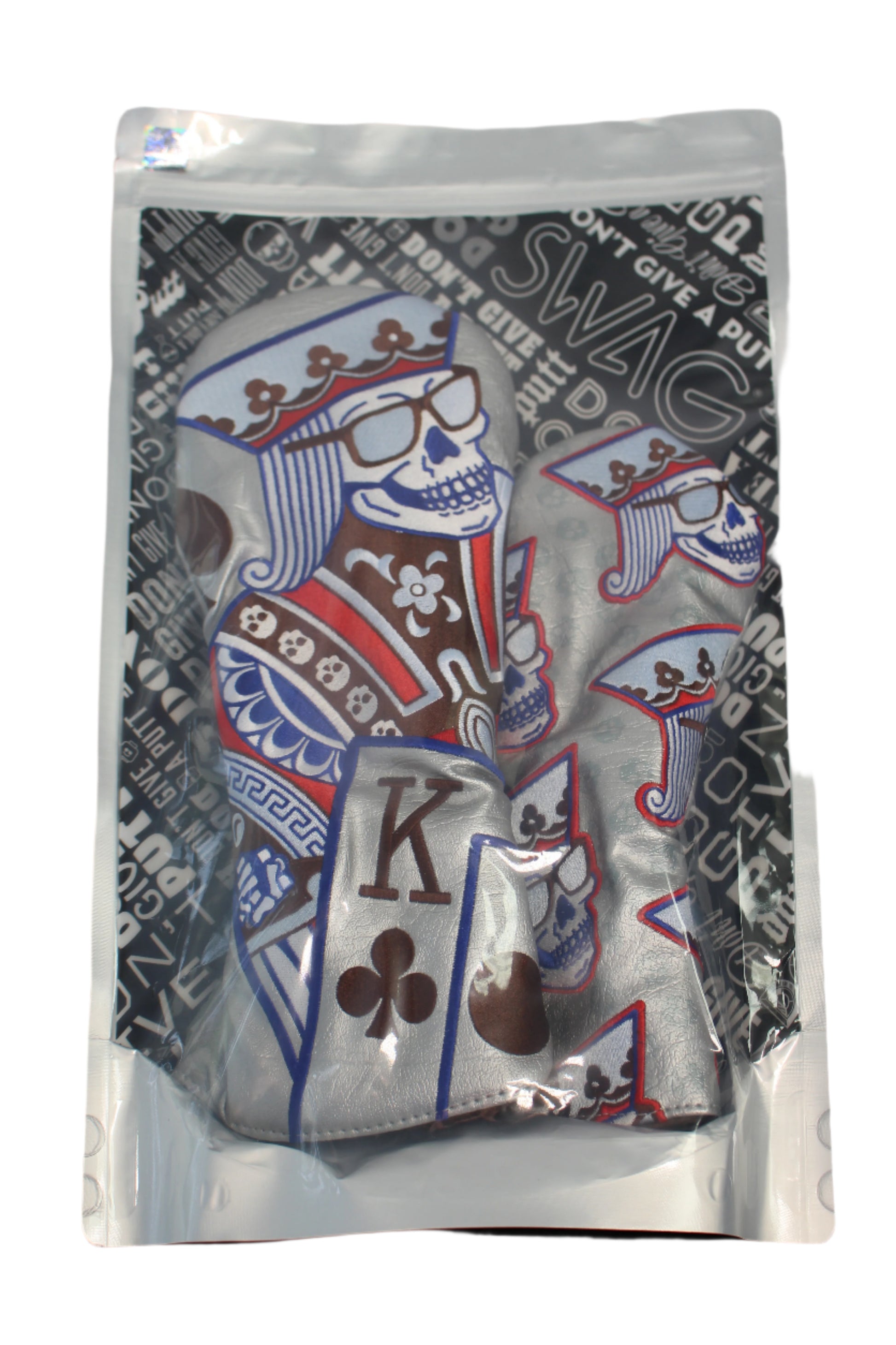 Swag Golf - Skeleton King of Candy Silver/Blue/Red Combo Wood Headcover Set - The Golf Guys Online