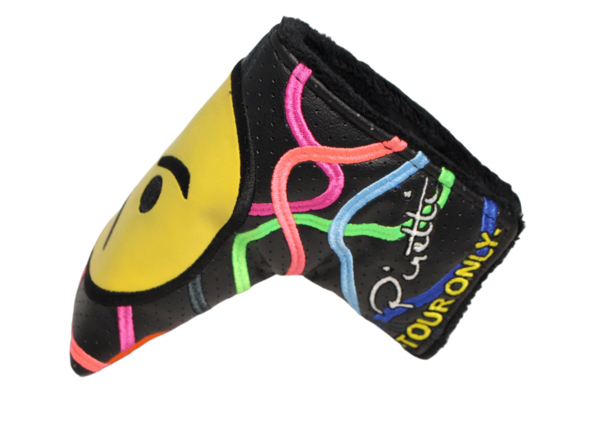 Piretti - Tour Only Confetti Frown Black/Yellow Blade Putter Headcover - The Golf Guys Online