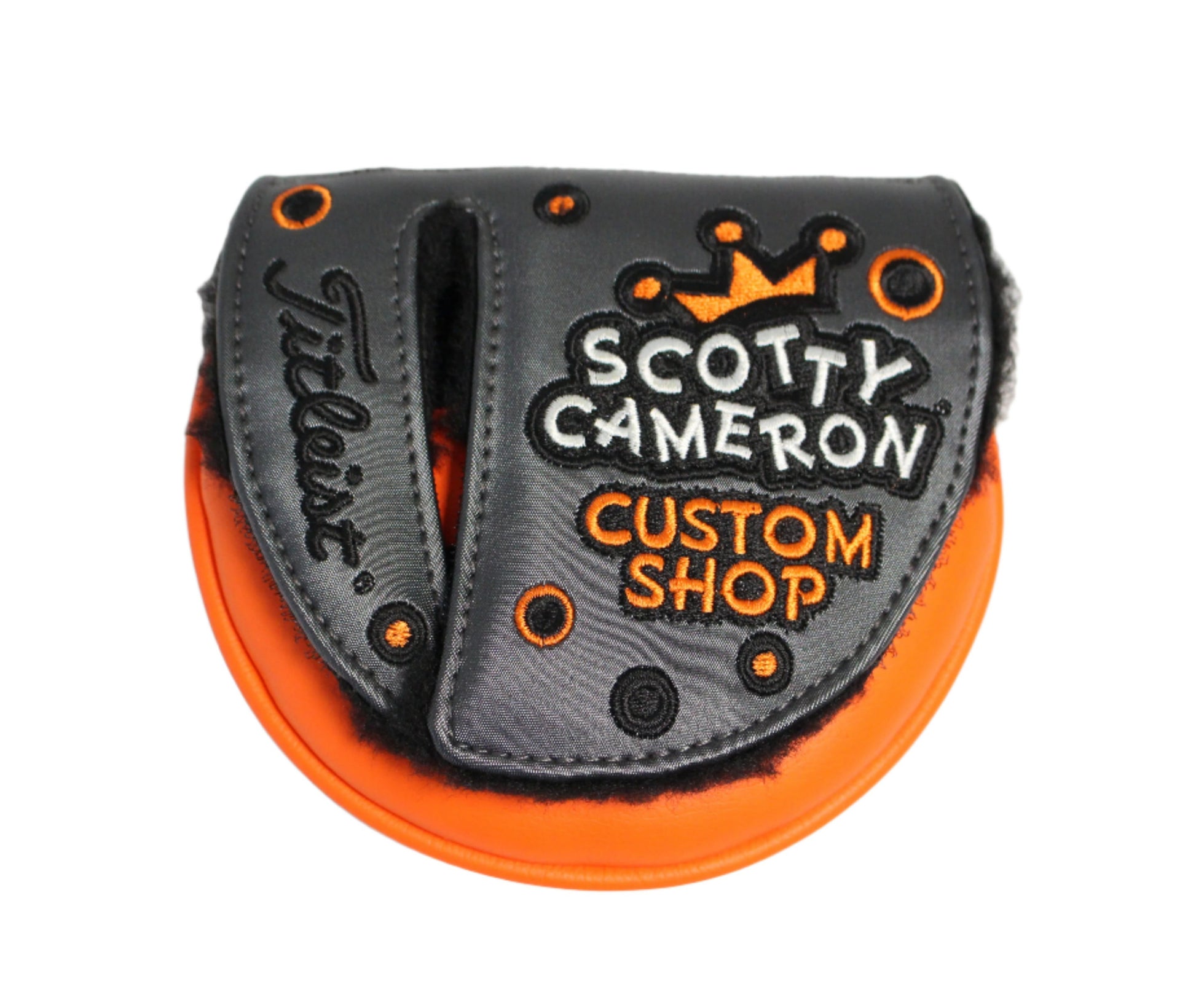 Scotty Cameron Custom Shop 2019 Jackpot Johnny Charcoal & Orange Mid-Round Mallet Putter Headcover - The Golf Guys Online