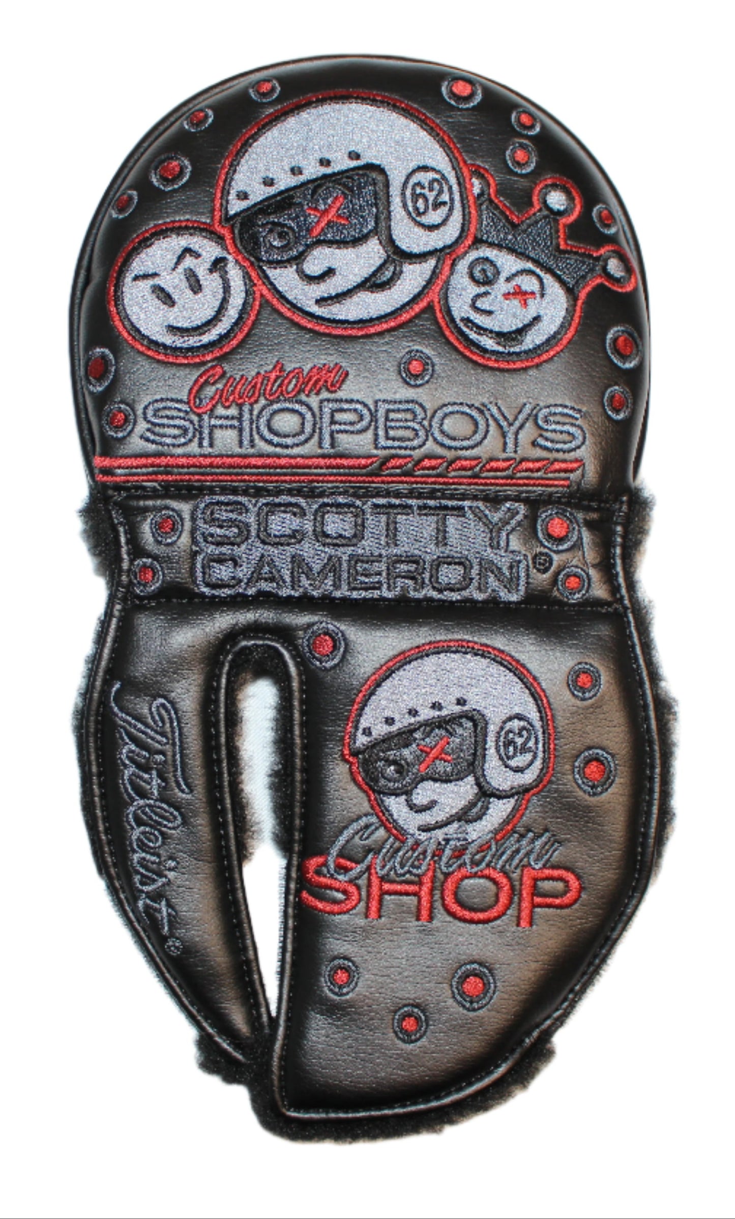 Scotty Cameron - Custom Shop Johnny Racer Grey/Red Mid-Round Mallet Putter Headcover - The Golf Guys Online