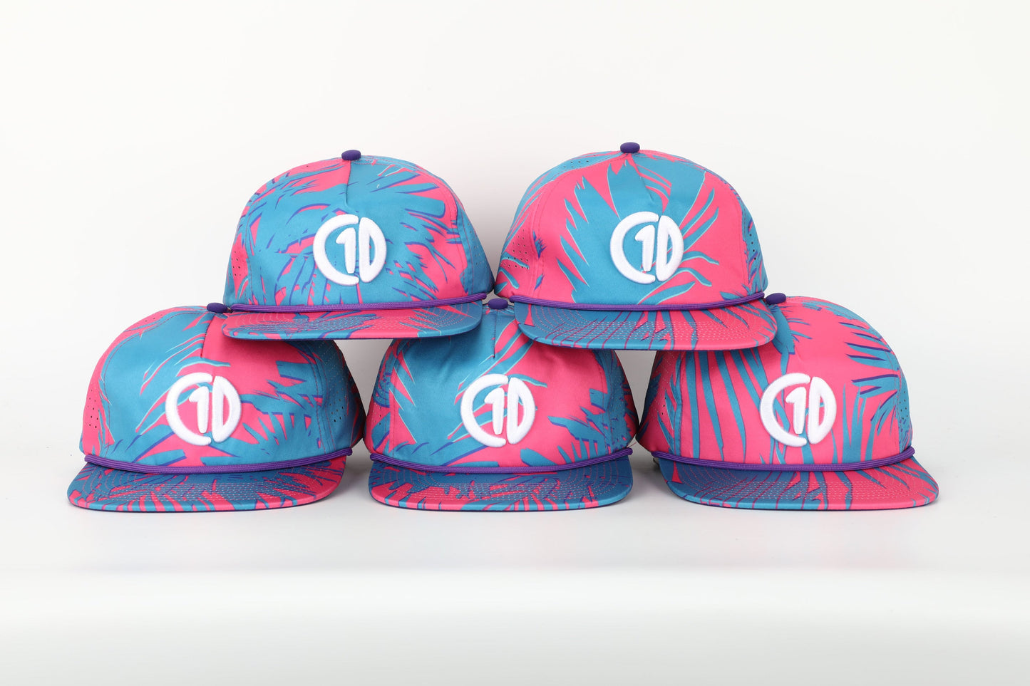 C1D Perforated Rope Snapback - Pink Floral - The Golf Guys Online