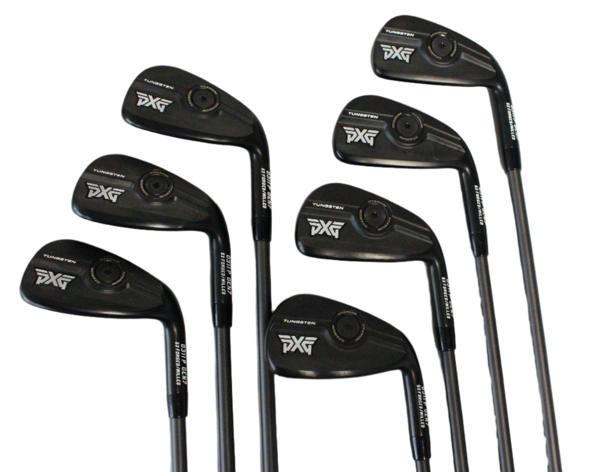 Pre-Owned PXG 0311P Gen7 Xtreme Dark: Iron Set (5-PW, GW) W/ SteelFiber I60 A (Senior) Graphite Shaft (Average) - The Golf Guys Online