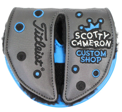 Scotty Cameron - 2019 Custom Shop Jackpot Johnny Charcoal & Blue Mid-Round Center-Shafted Mallet Putter Headcover - The Golf Guys Online