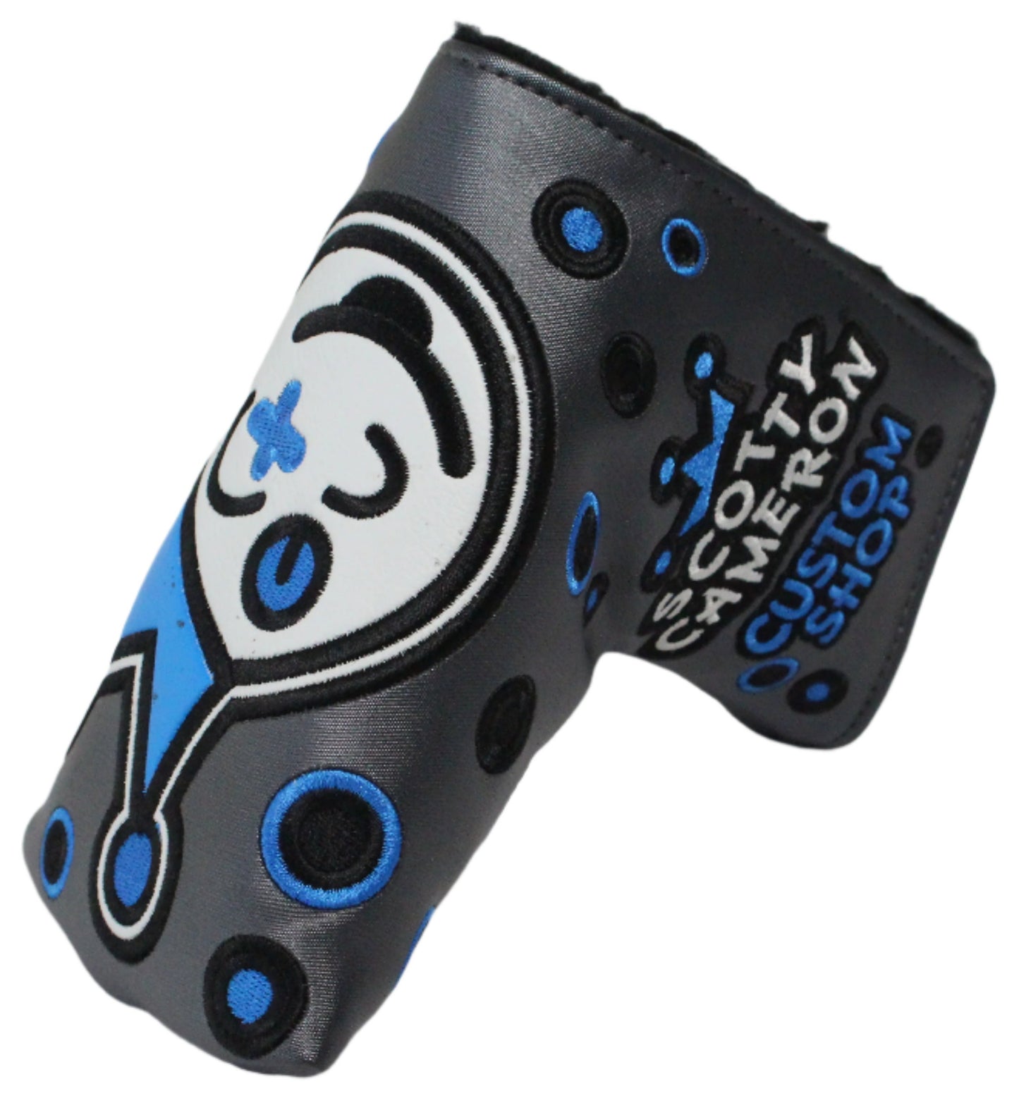 Scotty Cameron - 2019 Custom Shop Jackpot Johnny Charcoal & Blue Mid-Mallet Putter Headcover - The Golf Guys Online