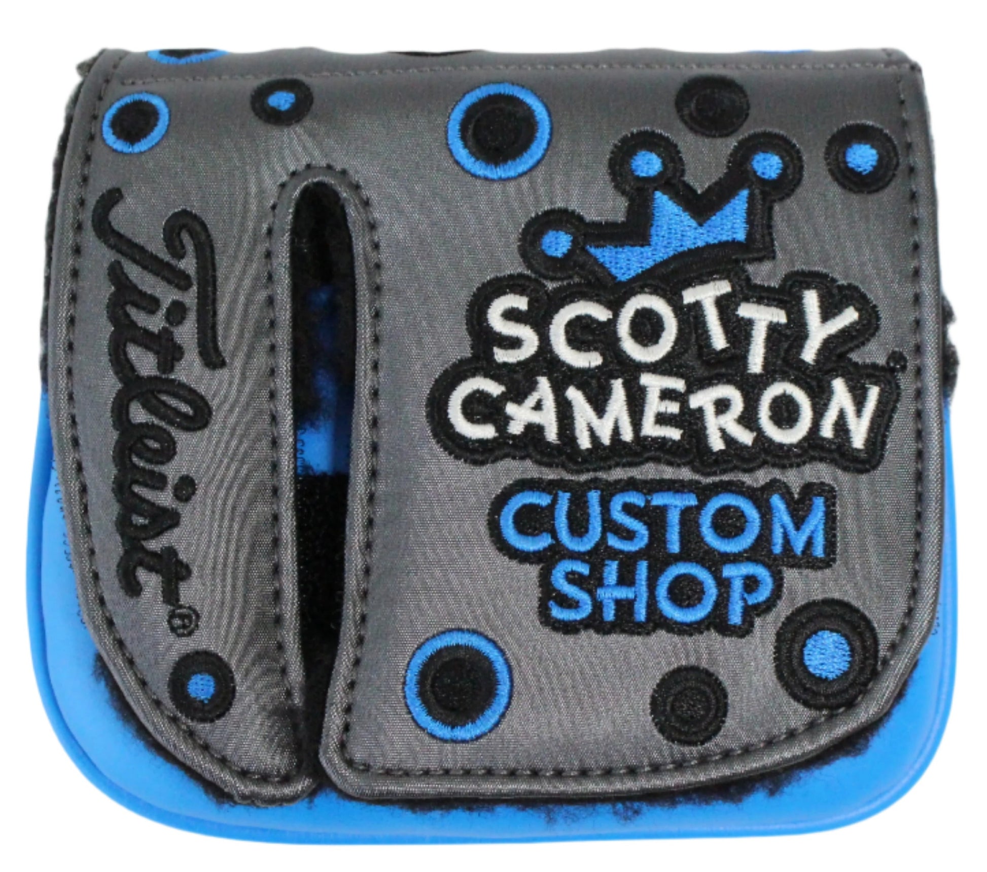 Scotty Cameron - 2019 Custom Shop Jackpot Johnny Charcoal & Blue Mid-Square Mallet Putter Headcover - The Golf Guys Online