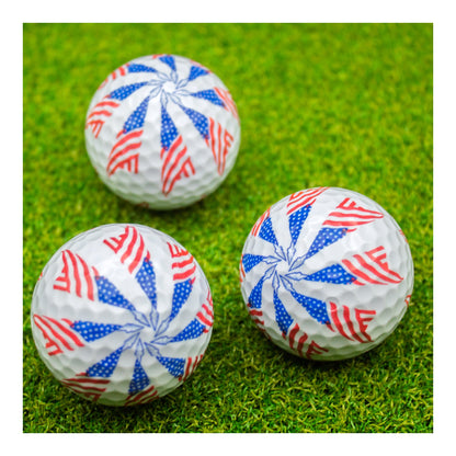 New Novelty Patriotic Stars and Stripes Pinwheel Golf Balls
