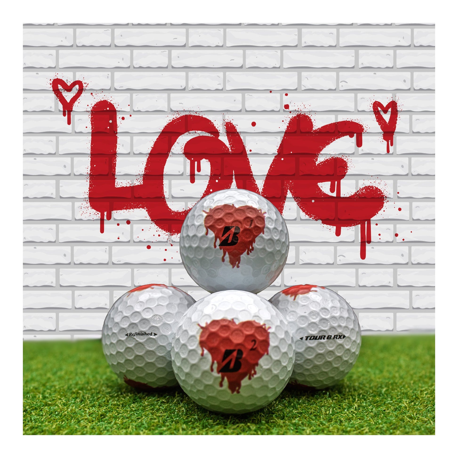 Refurbished Bridgestone Tour B RX Bleeding Hearts Golf Balls